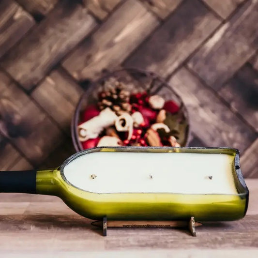 The "Boat" 36oz Wine Bottle Candle with Dual-Purpose Wooden Lid