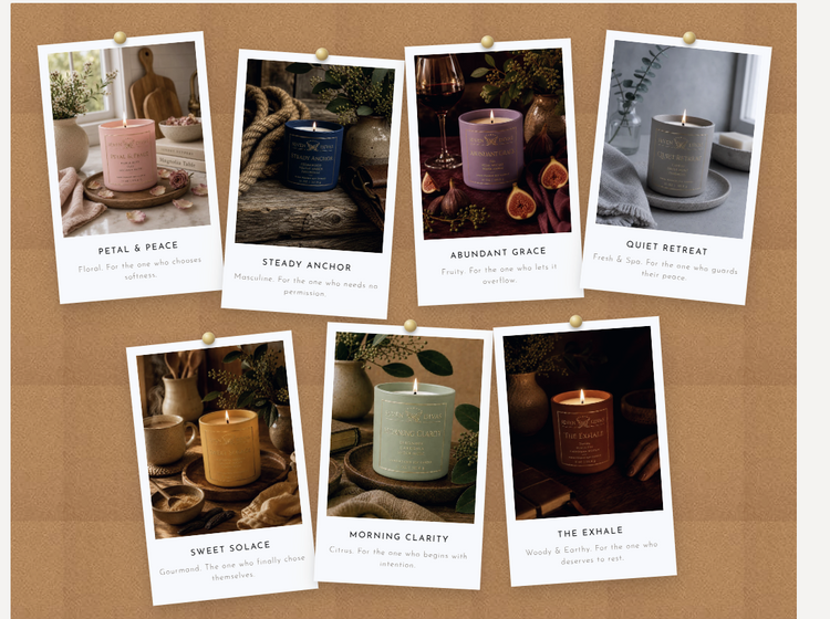 The First Light hand-poured soy candle collection by Seven Divas