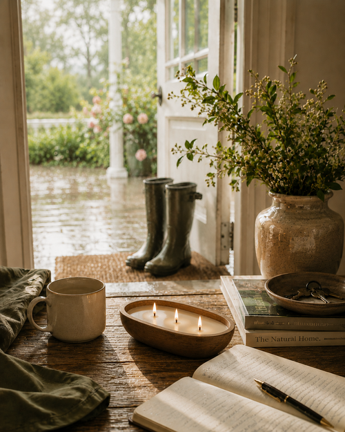 After the Rain — Between Chapters hand-poured soy candle in a signature dough bowl by Seven Divas