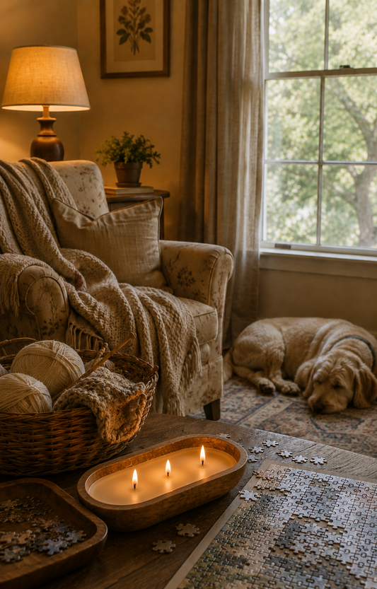 Days End — Between Chapters hand-poured soy candle in a signature dough bowl by Seven Divas
