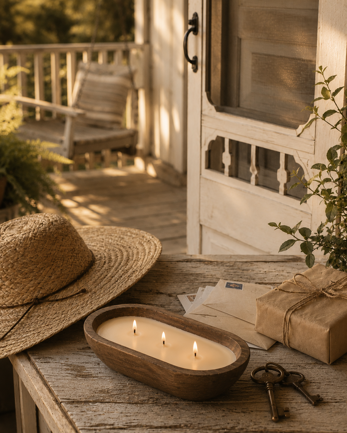 Front Porch — Between Chapters hand-poured soy candle in a signature dough bowl by Seven Divas