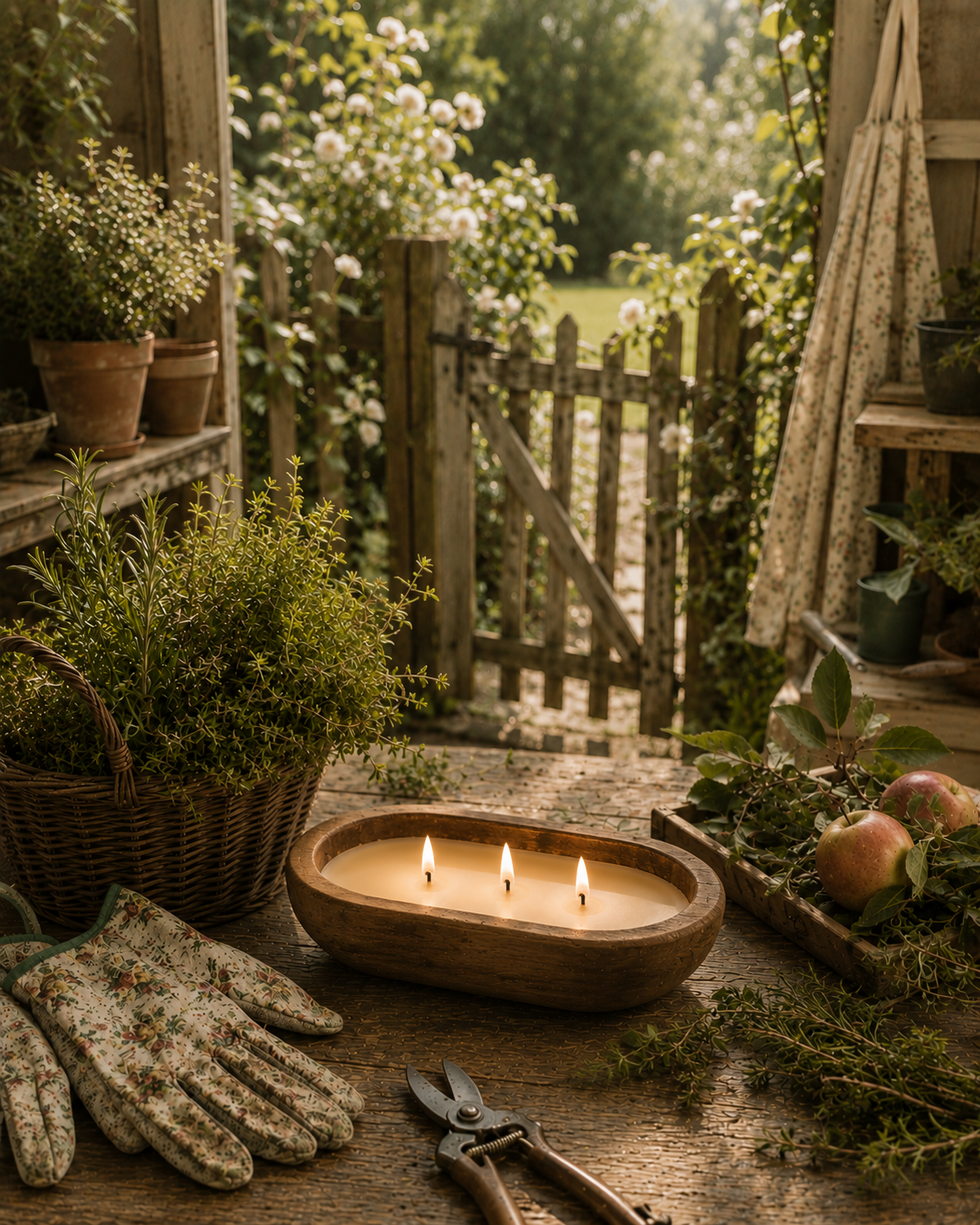 Garden Gate — Between Chapters hand-poured soy candle in a signature dough bowl by Seven Divas