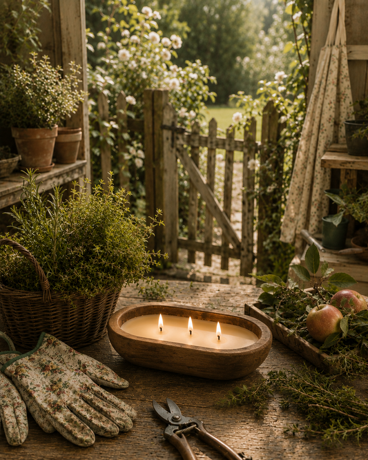 Garden Gate — Between Chapters hand-poured soy candle in a signature dough bowl by Seven Divas