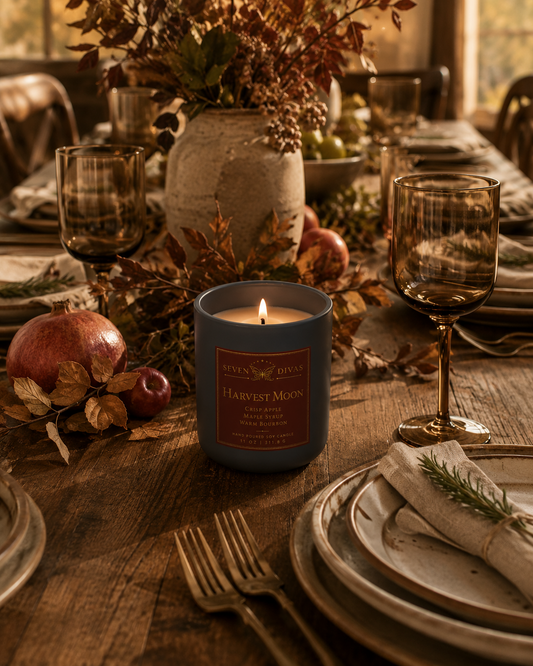 Harvest Moon hand-poured soy candle, Seven Divas Turning Season collection