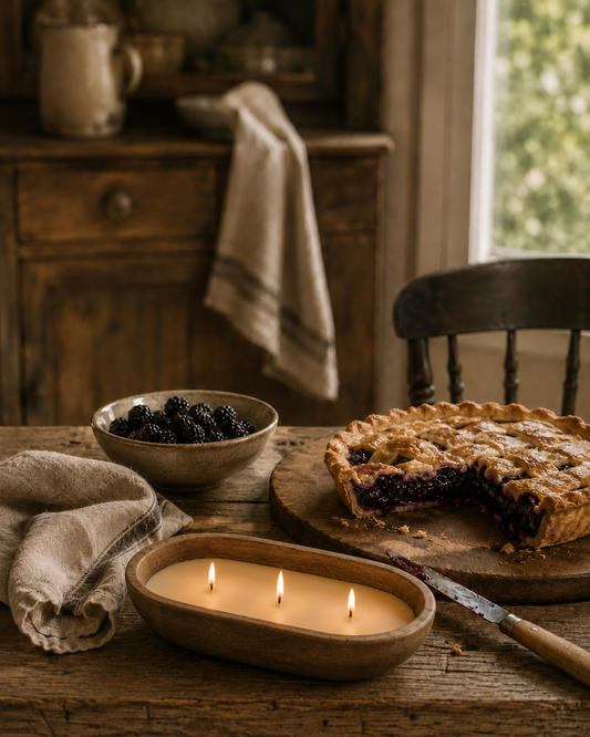 The Last Slice — Between Chapters hand-poured soy candle in a signature dough bowl by Seven Divas