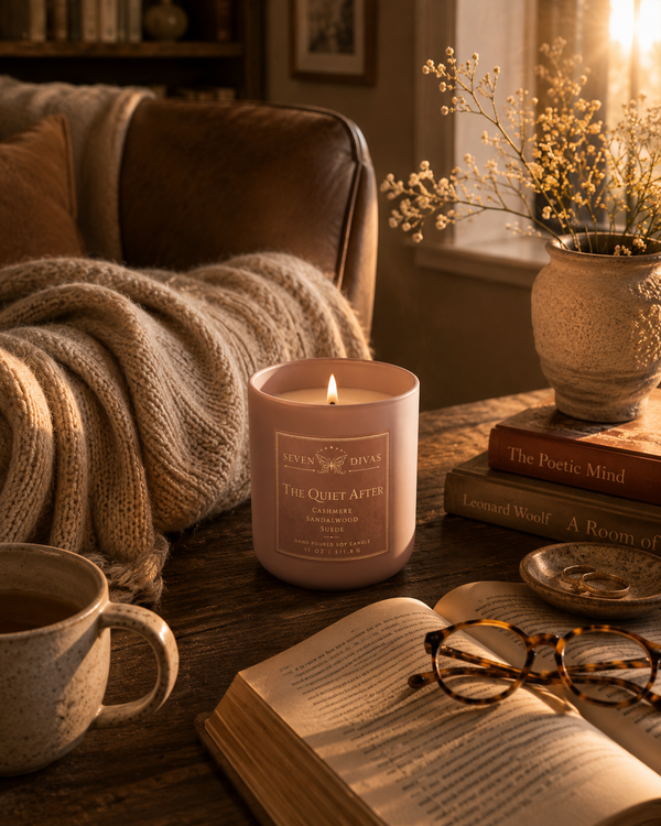 The Quiet After hand-poured soy candle, Seven Divas Turning Season collection